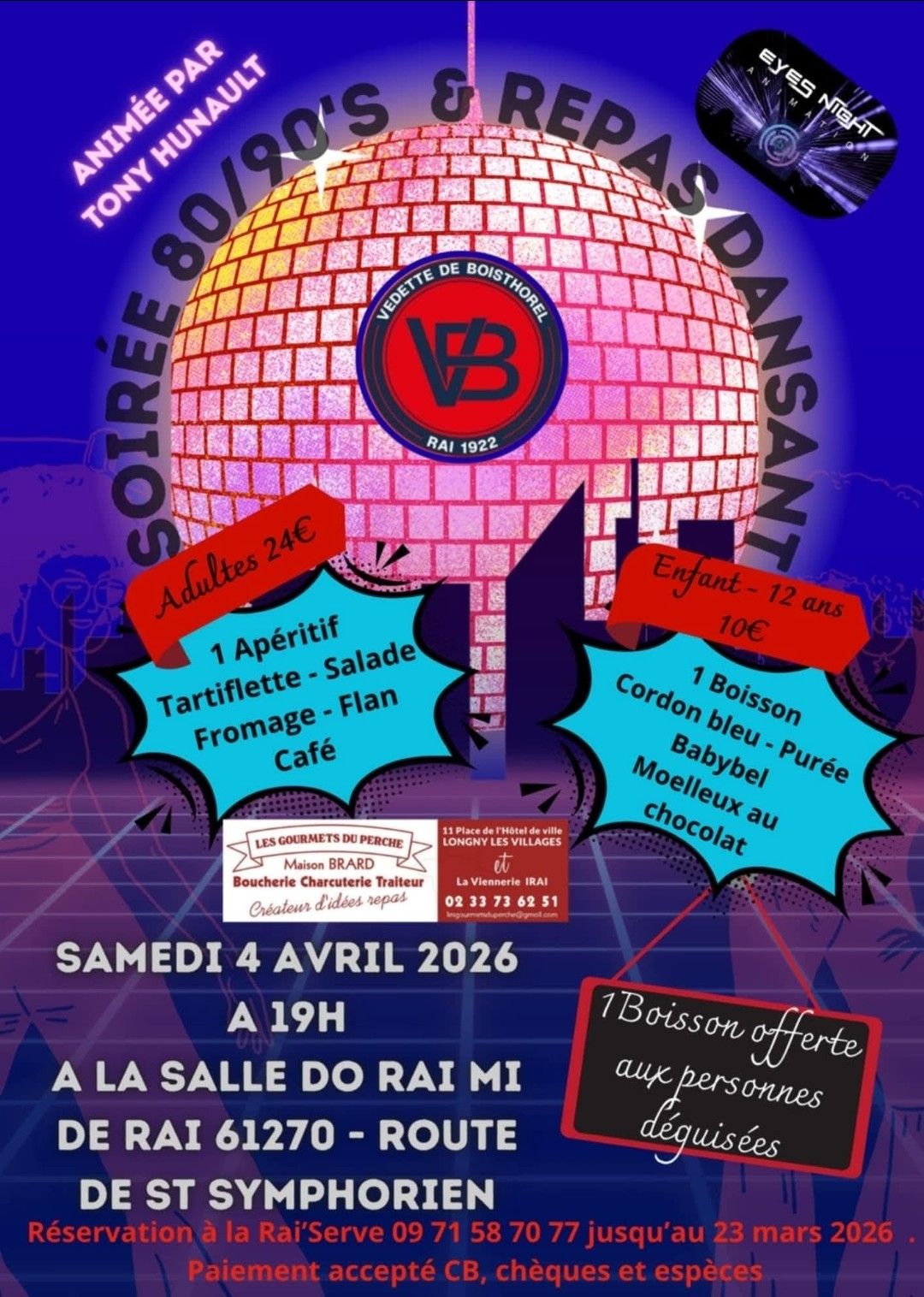 Soirée Rétro 70’s, 80’s, 90’s Repas Dansant